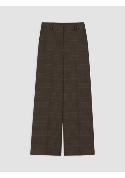 Lcwaıkıkı Classic Kahverengi Ekose Geniş Paça Kadın Pantolon