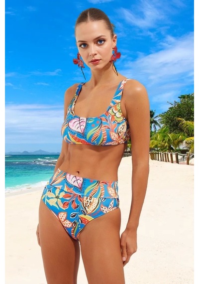 Ersefa Tasarım Bikini Takımı Özel Ergonomik Kesim Su Sporları İçin Şık D Mavi - Çok Renkli