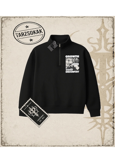 Tarzsokak Gotik & Grunge Streetwear Growth Demands Dıscomfort Yarım Fermuarlı Sweatshirt Siyah Tarzsokak Gotik & Grunge Streetwear Growth Demands Dıscomfort Yarım Fermuarlı Sweatshirt Siyah