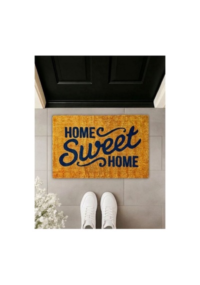 Home Sweet Home Retro Tasarım Dekoratif Kapı Önü Paspası 40x60cm Çok Renkli