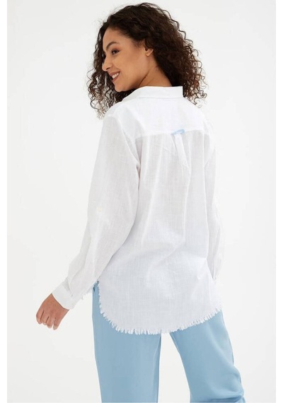 Fashion Friends Fashıon Frıends Kadın Etek Ucu Püsküllü Gömlek 25k0390k1 Beyaz