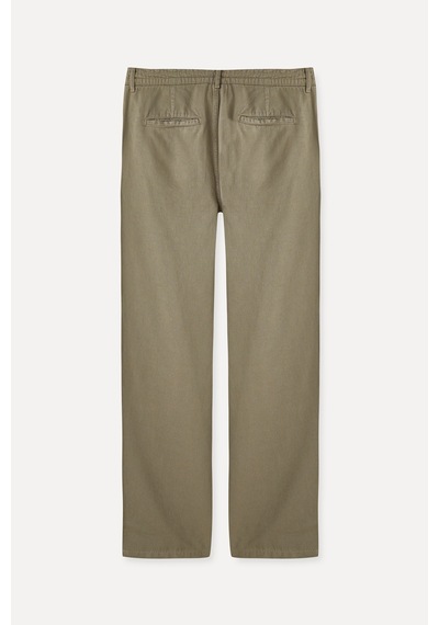 Mudo Erkek Erkek Haki Liyosel Karışımlı Straight Fit Beli Bağlamalı Pantolon 1264478 Açık Haki