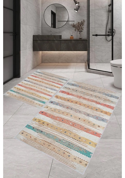 Eliana Home Dijital Baskı 2'li Banyo Paspas Takımı Lna5-1723 100x60 Ve 60x50 Cm Sarı