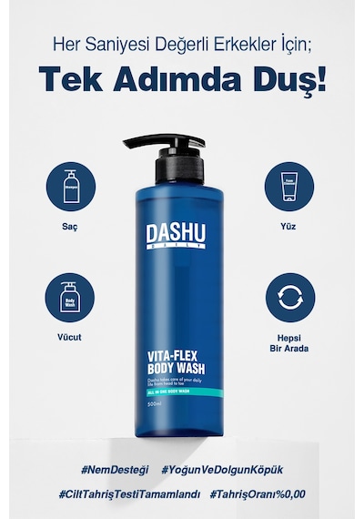 Saç Yüz Vücut İçin Hepsi Bir Arada Nemlendirici Duş Jeli Dashu Daily Vita-flex All In One Body Wash Narenciye