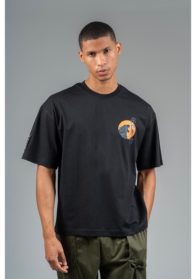 Maraton Sportswear Oversize Erkek Bisiklet Yaka Kısa Kol Basic Siyah T-shirt 23243-siyah