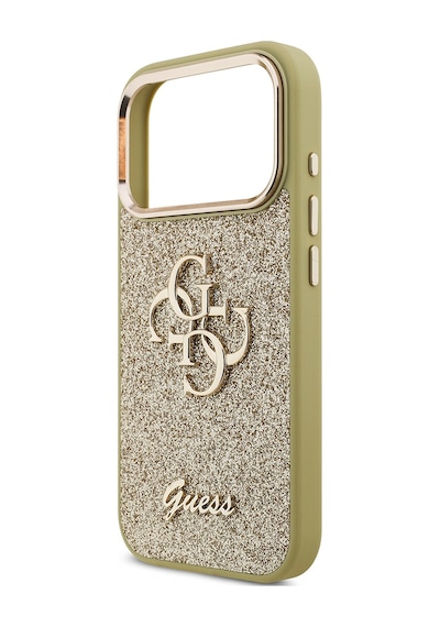 Apple Uyumlu iPhone 17 Pro Kılıf Guess Lisanslı 4g Büyük Metal Logolu Glitter Kapak Gold Gold