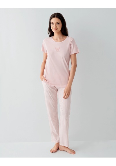 Kocabey Kısa Kol Pijama Takımı Pembe