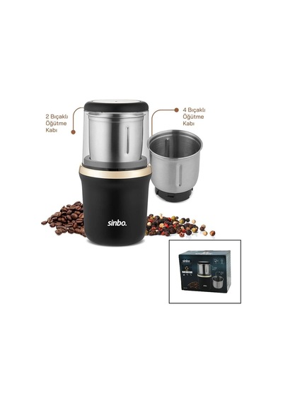 Sinbo Scm-2982 Gold Elektrikli Kahve & Baharat Öğütücü Makine 2 Parça Çelik Öğütme Hazne