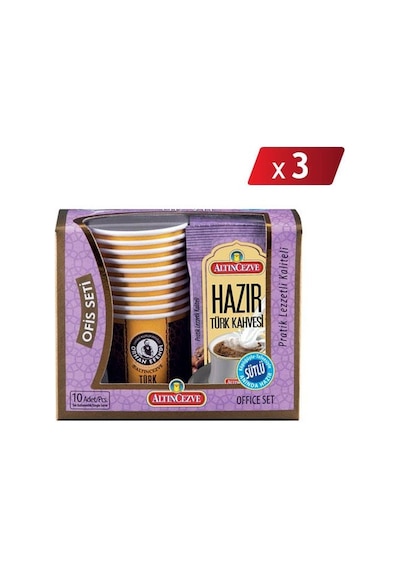 Altın Cezve Hazır Türk Kahvesi Ofis Seti Sütlü 3'lü 10 x 11 G