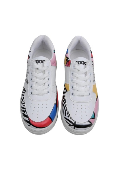 Kadın Vegan Deri Beyaz Sneakers - Painting İn Harmony Tasarım Çok Renkli