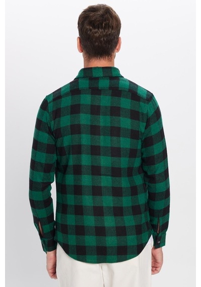 Tudors Erkek Slim Fit Dar Kesim Oduncu Düğmeli Yaka Kareli Kışlık Gömlek-32267 Çok Renkli
