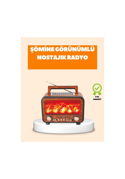 Şömine Alev Işıklı Solar Bluetooth Hoparlör 7w Güçlü Ses Fm Radyo - Glst5360-6370 Renkli