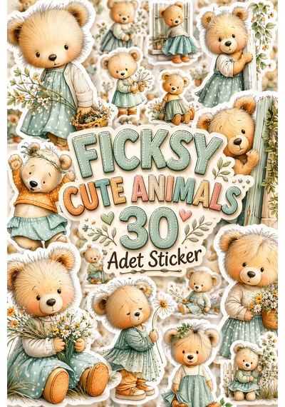 Sevimli Ayıcık Sticker Seti - 30 Adet Etiket Çıkartma Diğer
