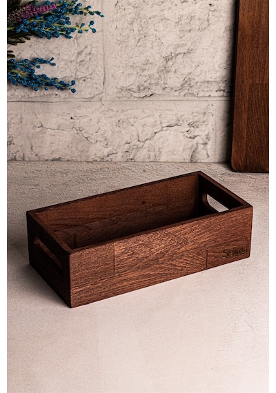 Bready - Ekmek Sepeti Kulplu Ekmeklik Sandık Kutusu 24,5 X 12 X 7cm Ahşap