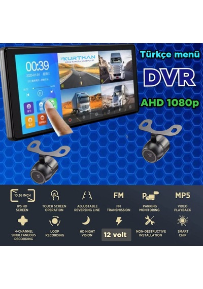 Dvr Ekran Ve 2 Ad 1080p Ahd 150'' Lens Kelebek Kamera 12 V