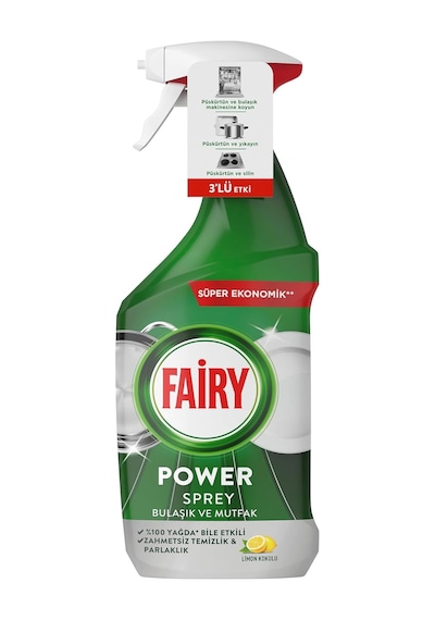 Fairy Power Sprey, 3'ü 1 Arada, Bulaşıklarınız Ve Mutfağınız Için Zahmetsiz Temizlik Ve Parlaklık, Limon Kokul
