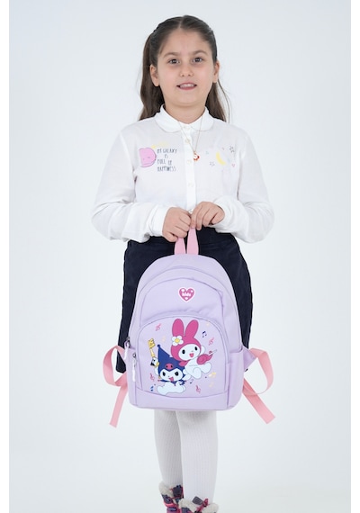 Açık Mor My Melody & Kuromi Figürlü Kız Çocuk Anaokulu Sırt Çantası Müzik Temalı Kreş Çantası Lila