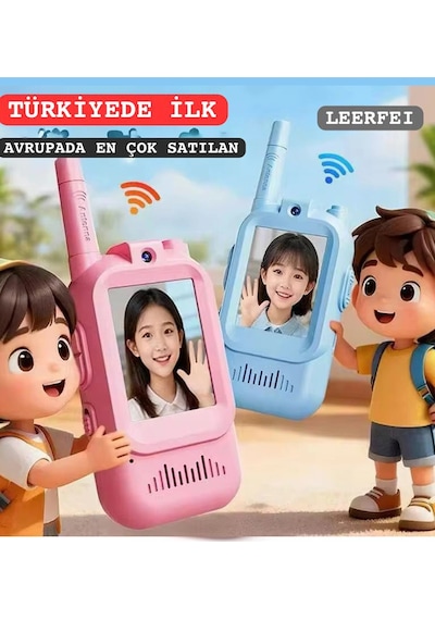 Çocuklar Için Görüntülü Telsiz Konuşma Özellıklı El Telsizi Şarj Edılebılır 50 Mt Menzil Wifi Gerekt