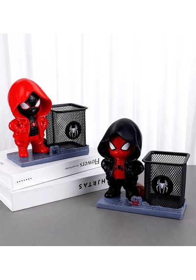 Spıderman Pen Figürlü Masaüstü Kalemlik - Kırmızı Kırmızı