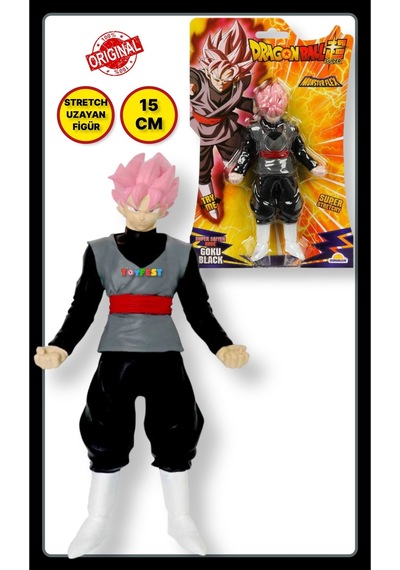 Monster Flex Dragon Ball Stretch Yumuşak Uzayan Elastik Figür 15 Cm - Super Saiyan Rose Goku Black