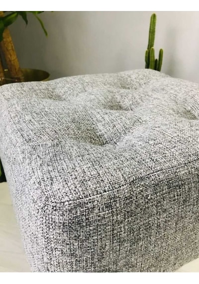 Artego Geniş Oturum Alanlı Siyah Ağaç Ayak Gri Kare Puf Bench gri