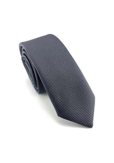 Pierroni Füme Oxford Desen Slim Kravat Füme