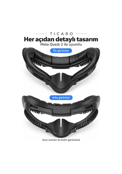 Tıcaro Meta Quest 2 İle Uyumlu Pu Yüz Pedi Ve Arayüz Çerçevesi, Siyah