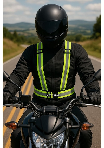 Xmlbayiciniz Tr Motosiklet Ve Bisiklet Reflektörlü Kemer Yelek, Unisex, Siyah Genel