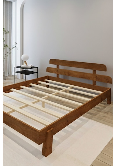 Renazzo Lotus New Masif Ahşap Karyola Ceviz 180x200 Ceviz - 180 X 200