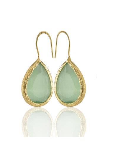Kadir Jewellery 22 Ayar Altın Kaplama Damla Taşlı Küpe -el İşçiliği Ve Hipoalerjenik Küpe Açık Yeşil 42049704