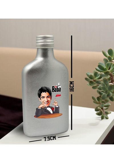 Bk Gift Kişiye Özel The Baba Karikatürlü Gümüş Tasarım Cam Şişe Kolonya 200 ML 4