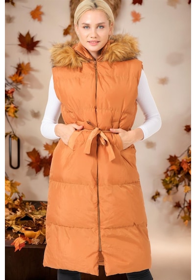 Z6744 Dewberry Bayan Yelek-koyu Taba Koyu Taba
