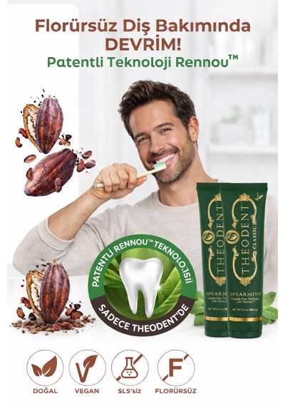 Theodent Classic Tatlı Nane Diş Macunu 2 Li Set Vegan Florürsüz Doğal Ağız Bakımı Diş Minesi Bakımı