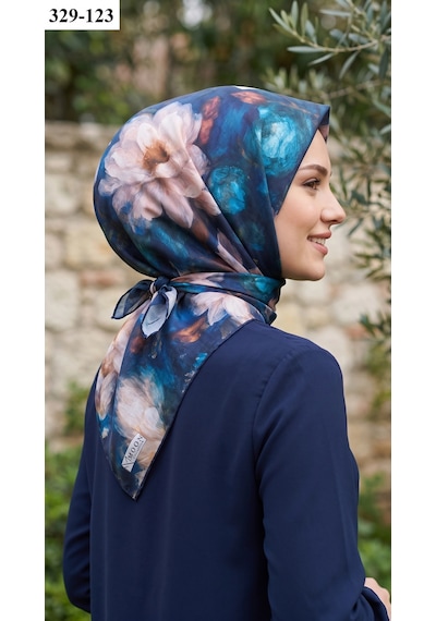 Moonscarfs Moonscarf Soft Pamuk Eşarp Lacivert Mint 329-123 Çok Renkli