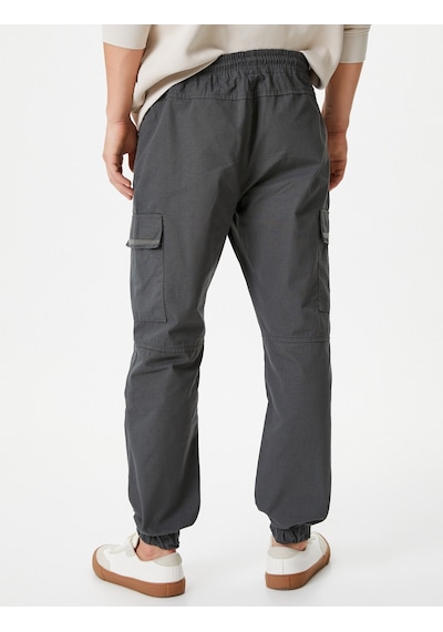 Koton Kargo Jogger Pantolon Beli Bağcıklı Cep Detaylı Gri 4wam40124hw 4WAM40124HW043 Gri