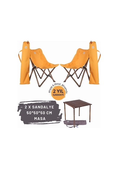 Bag The Joy Ahşap Masa Sandalye Seti Antrasit-hardal- 50 50 50cm Antrasit - Hardal
