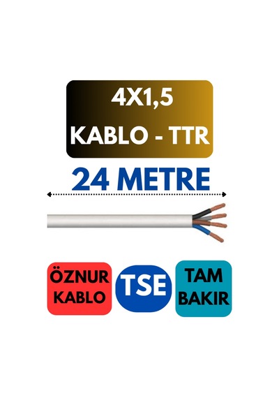 Öznur 4x1,5 Ttr Kablo Metre Seçenekli Beyaz - 24 Metre