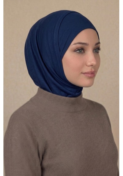 Sonbaharmoda Hazır Türban Pratik Kaymaz Tesettür Eşarp Viskon Likralı Rahat Günlük Ve Namaz İçin Hijab Lacivert