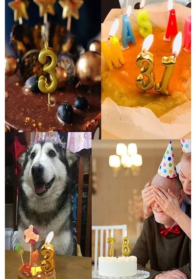 8 Yaş Gold Rakam Mum, Parlak Altın Rengi Doğum Günü Mumu Sarı Yaldızlı Pasta Mumu
