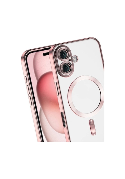 Apple iPhone Uyumlu,17 Kross Magneticsafe Kapak - Rose Düz Renkli
