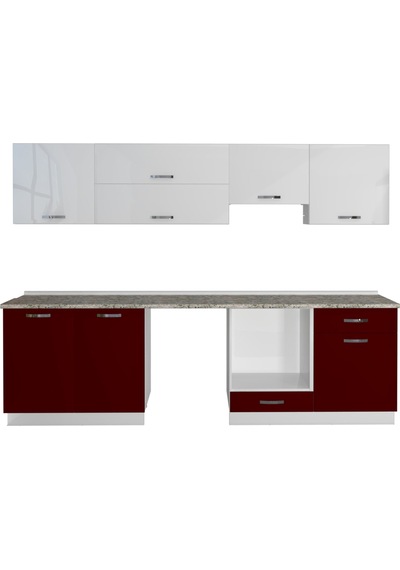 Decoraktiv Elite 280y Ank Mdf Hazır Mutfak Dolabı - Tezgah Dahil - Bordo Beyaz Beyaz - Kırmızı Decoraktiv Elite 280y Ank Mdf Hazır Mutfak Dolabı - Tezgah Dahil - Bordo Beyaz Beyaz - Kırmızı