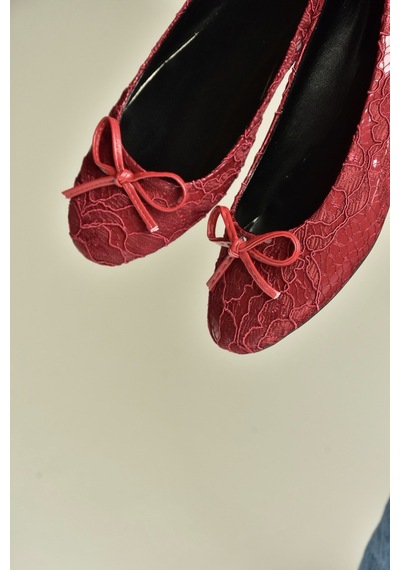 Fox Shoes Z726243404 Bordo Kumaş Kadın Babet