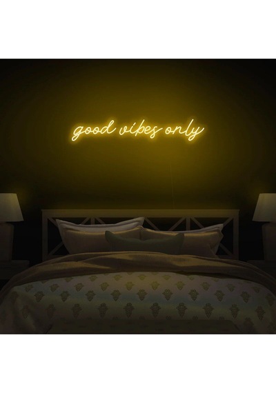 Good Vibes Only Yazılı Neon Tabela Sarı