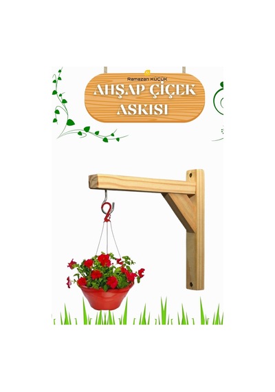 Ahşap Sarkıt Çiçekler Için Kancalı Duvar Askılığı Balkon Askısı Ahşap Çiçeklik Turuncu Turuncu