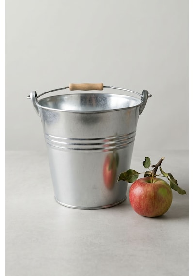 Metal Dekoratif Kova 5 Litre - 20 Cm Çok Amaçlı Saplı Galvaniz Saksılık Ve Düzenleyici Renksiz