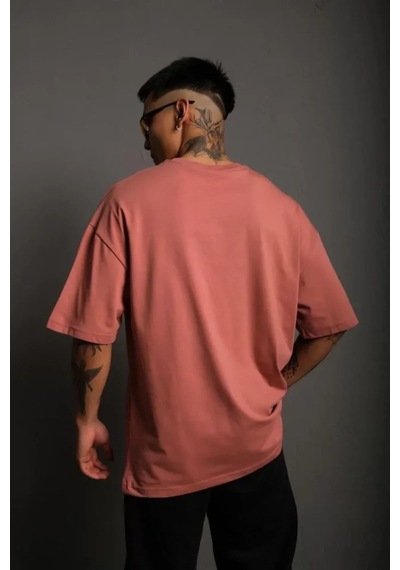 Butik İstanbul Erkek 24/1 Düz A Kalite Oversize T-shirt - Gül Kurusu Mavi