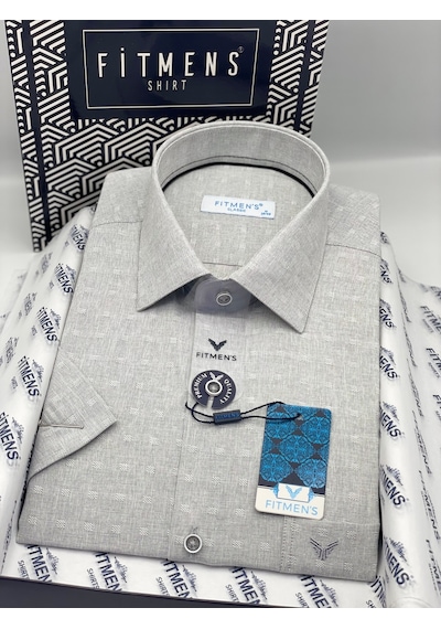 Klasik Kısa Kol Keten Cotton Nefes Alan Kumaş Hediye Kutulu Erkek Gömlek Fs-004570 - Koyu Gri-3290 Klasik Kısa Kol Keten Cotton Nefes Alan Kumaş Hediye Kutulu Erkek Gömlek Fs-004570 - Koyu Gri-3290