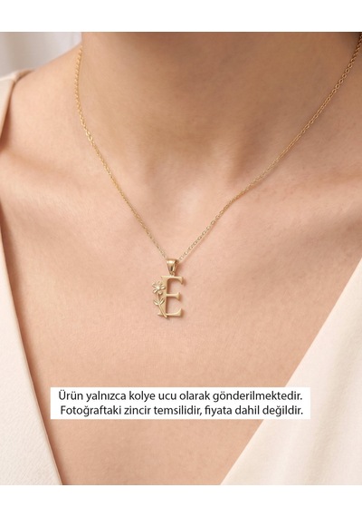 Flora Baş Harfli 14 Ayar Altın Kolye Ucu