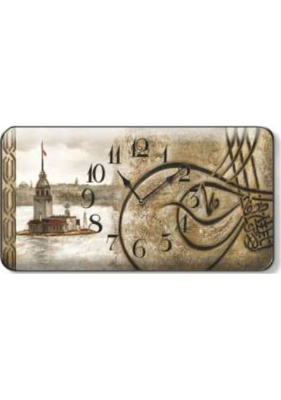Mini Nostaljik 17X9Cm Osmanlı Kız Kuleli Duvar Ve Buzdolabı Saati Çok Renkli