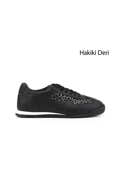 Gönderi(R) Gönderi R Kadın Siyah Lastik Bağcıklı Hakiki Deri Sneaker Ddza83742547